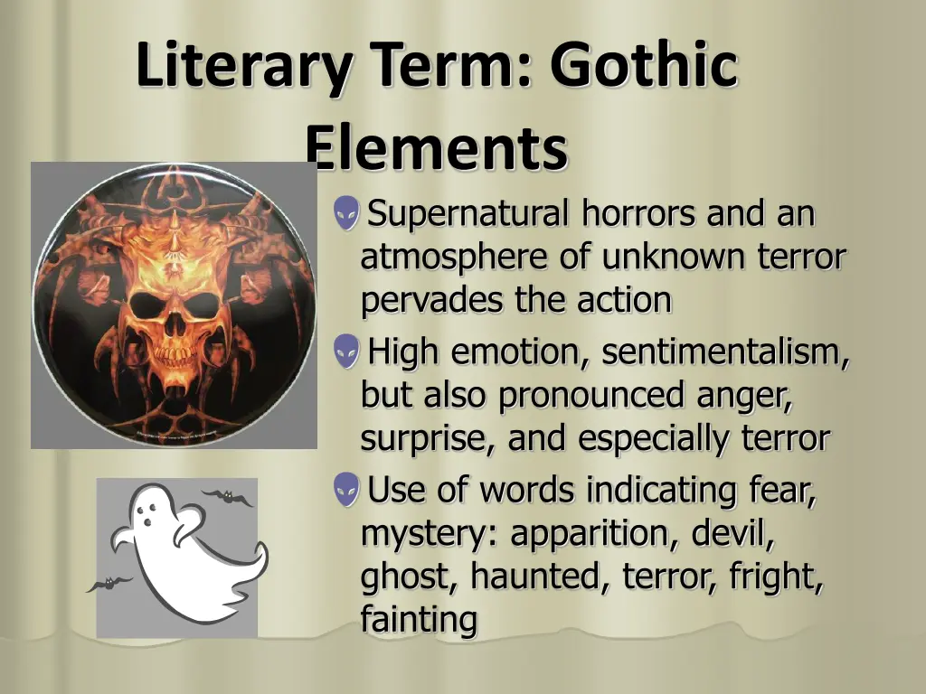 literary term gothic elements supernatural