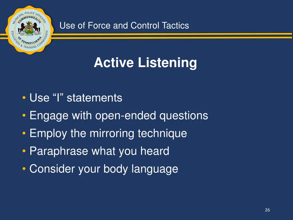 use of force and control tactics 24