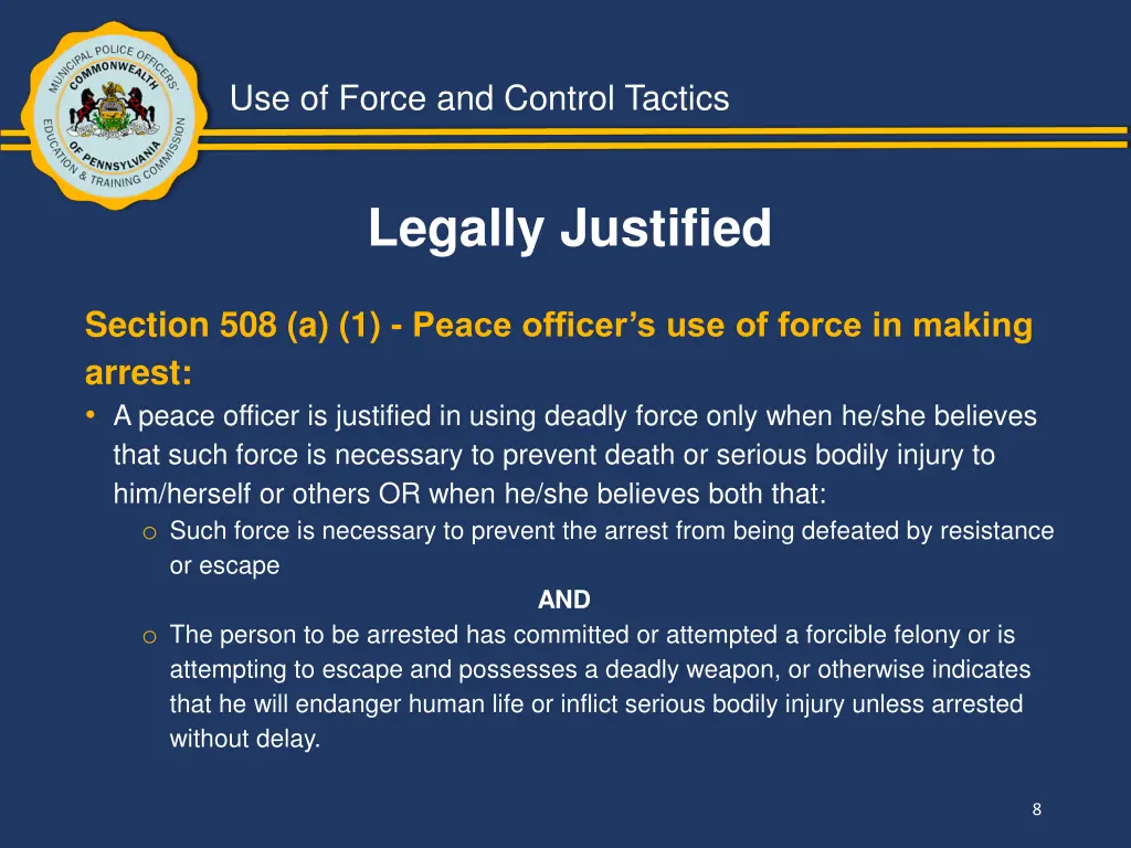 use of force and control tactics 6