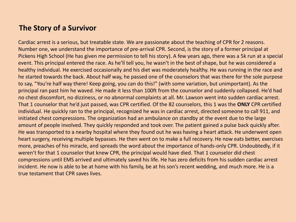 the story of a survivor