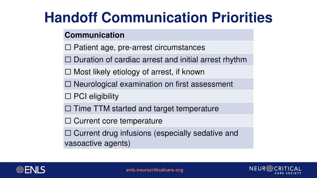 handoff communication priorities