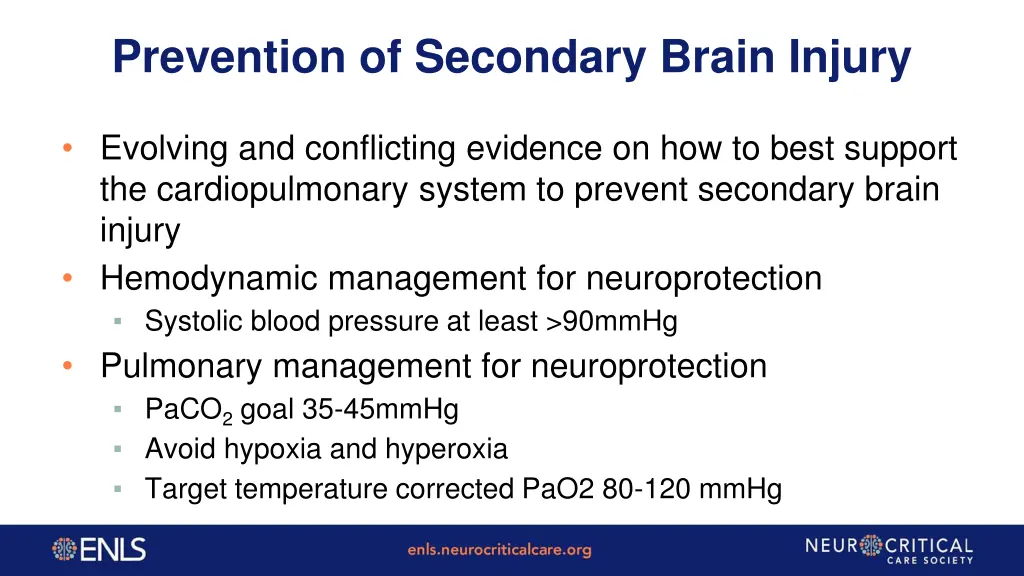 prevention of secondary brain injury