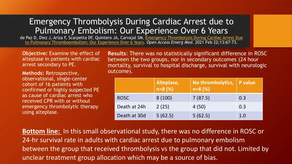 emergency thrombolysis during cardiac arrest