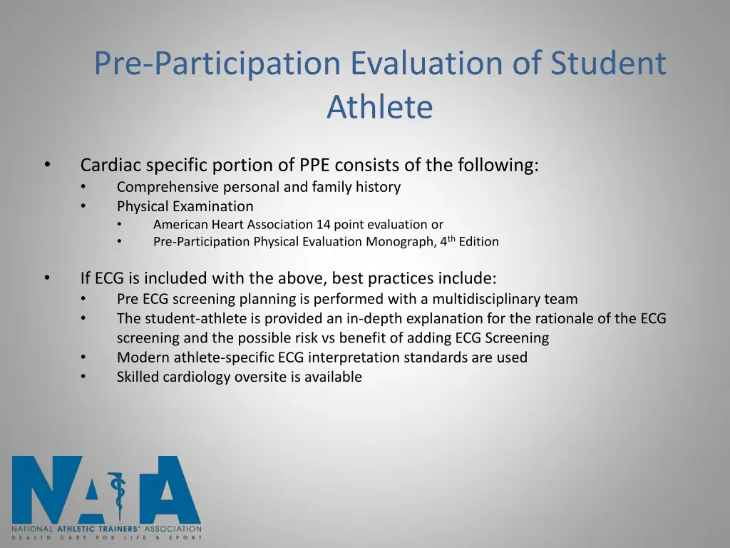 pre participation evaluation of student athlete