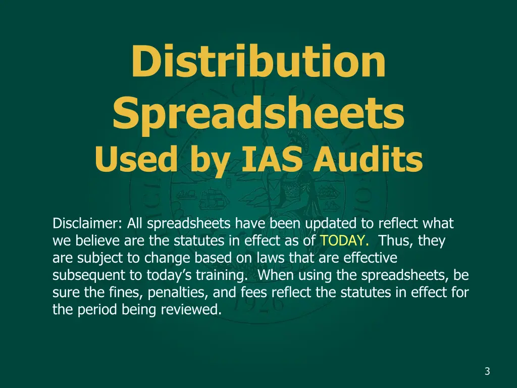 distribution spreadsheets used by ias audits