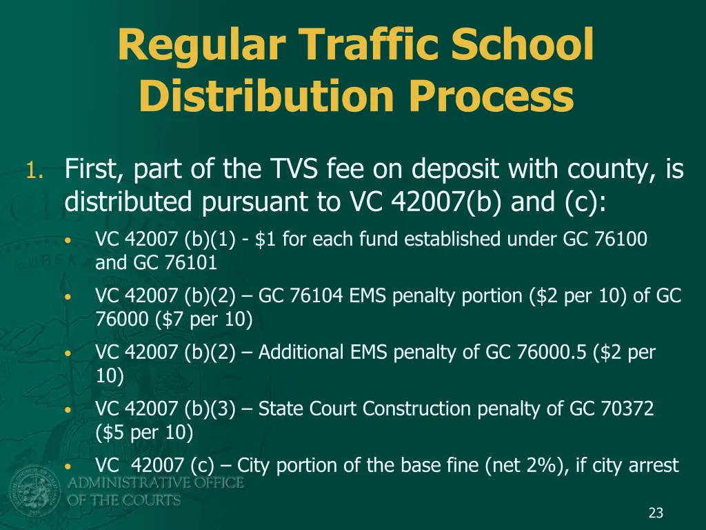 regular traffic school distribution process