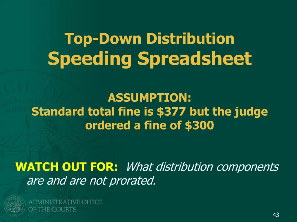 top down distribution speeding spreadsheet