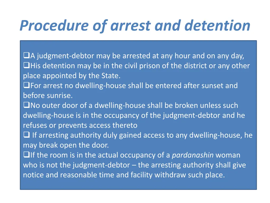 procedure of arrest and detention