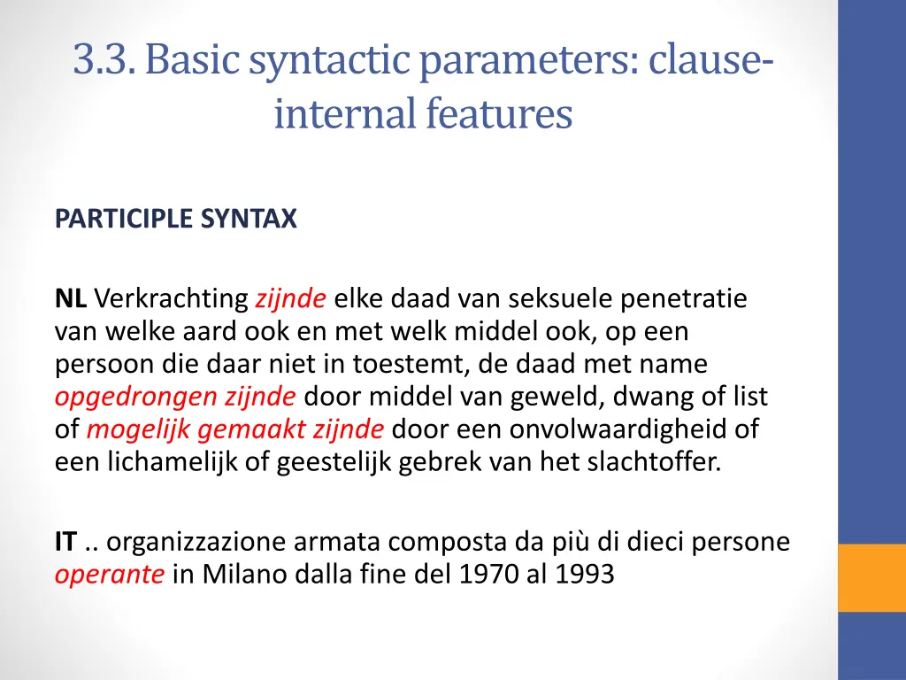 3 3 basic syntactic parameters clause internal