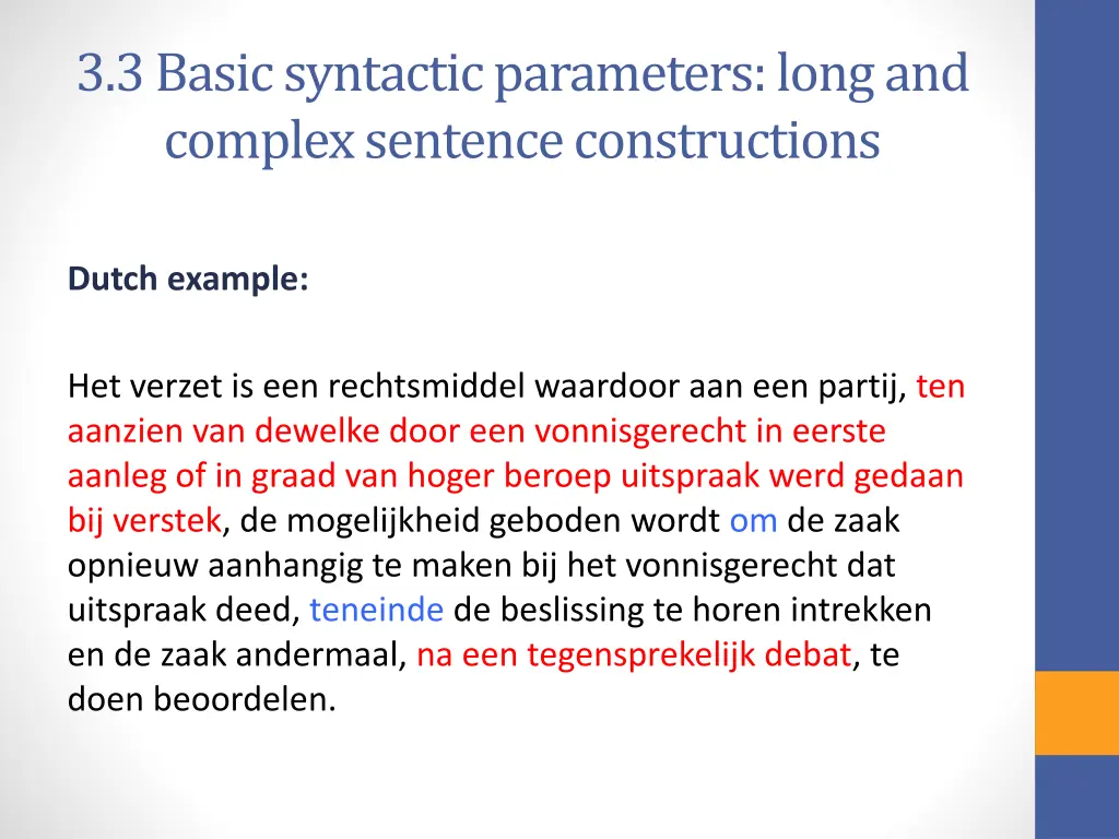 3 3 basic syntactic parameters long and complex 1