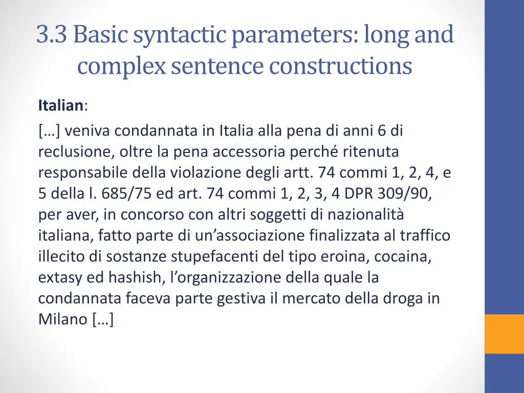 3 3 basic syntactic parameters long and complex 2