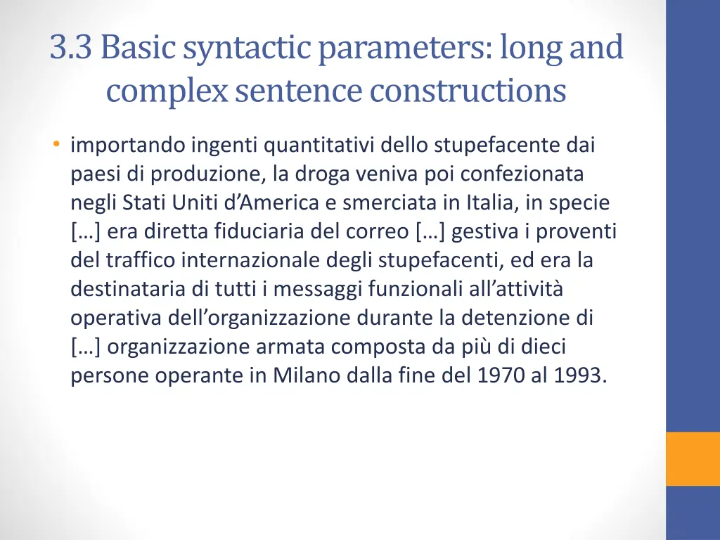 3 3 basic syntactic parameters long and complex 3