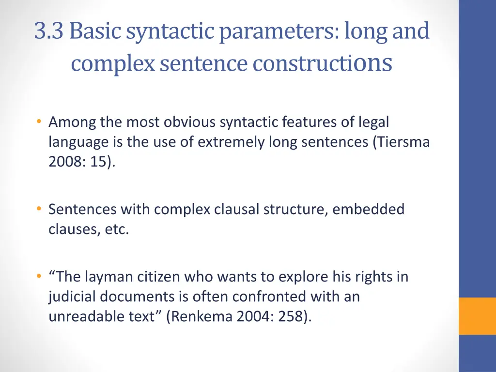 3 3 basic syntactic parameters long and complex