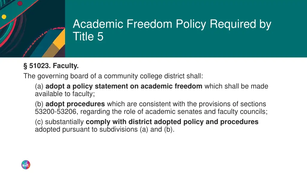 academic freedom policy required by title 5