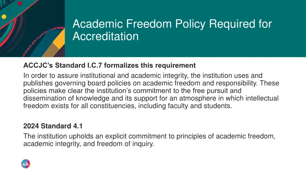 academic freedom policy required for accreditation