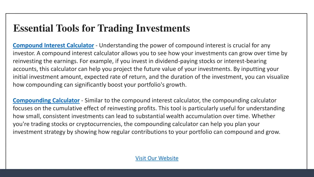 essential tools for trading investments