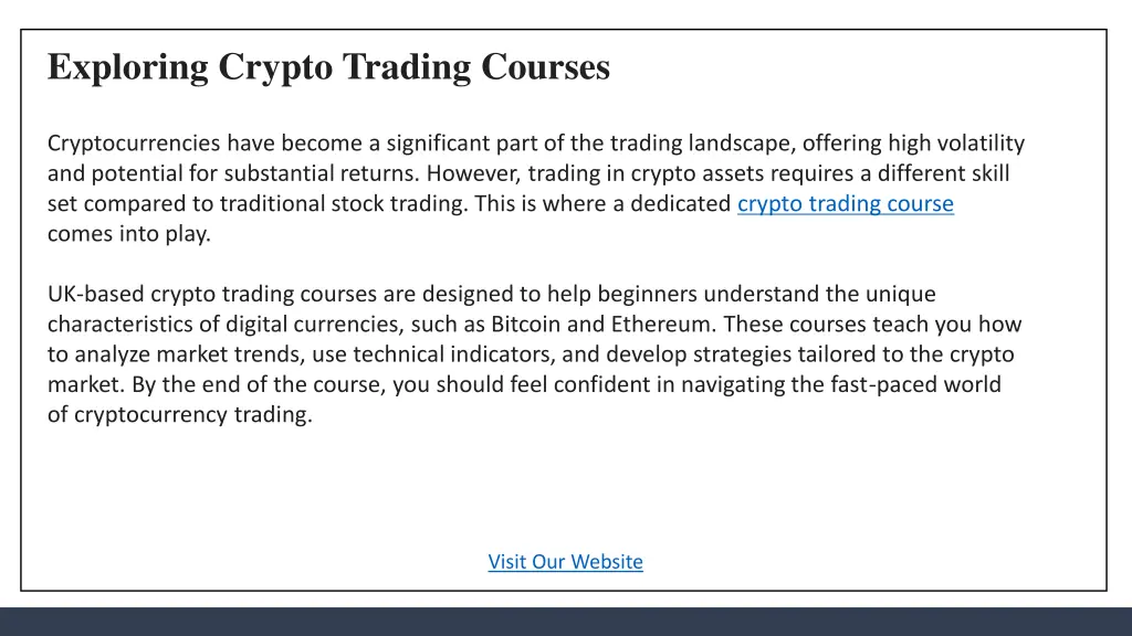 exploring crypto trading courses