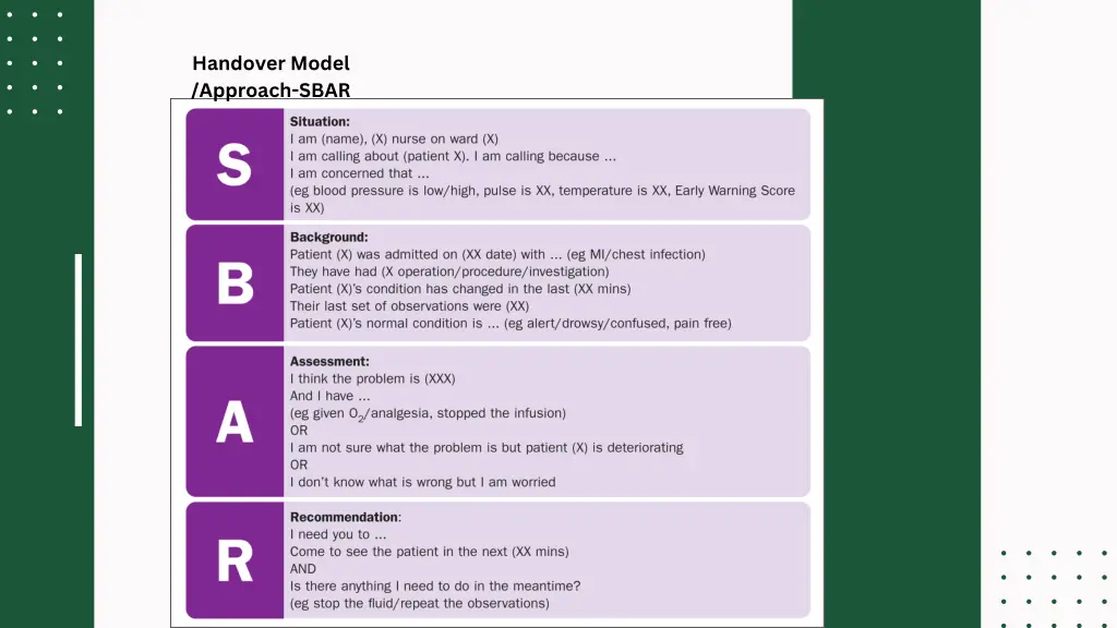 handover model approach sbar