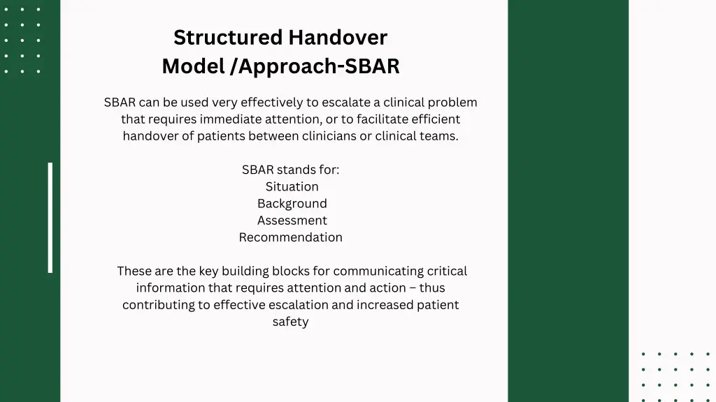 structured handover model approach sbar