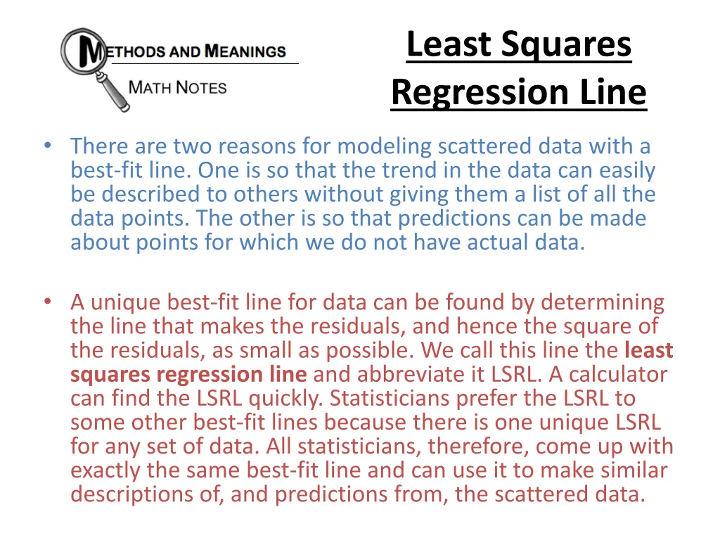 least squares regression line