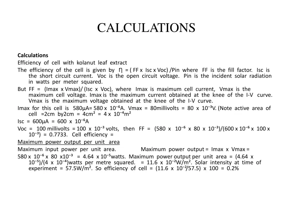 calculations