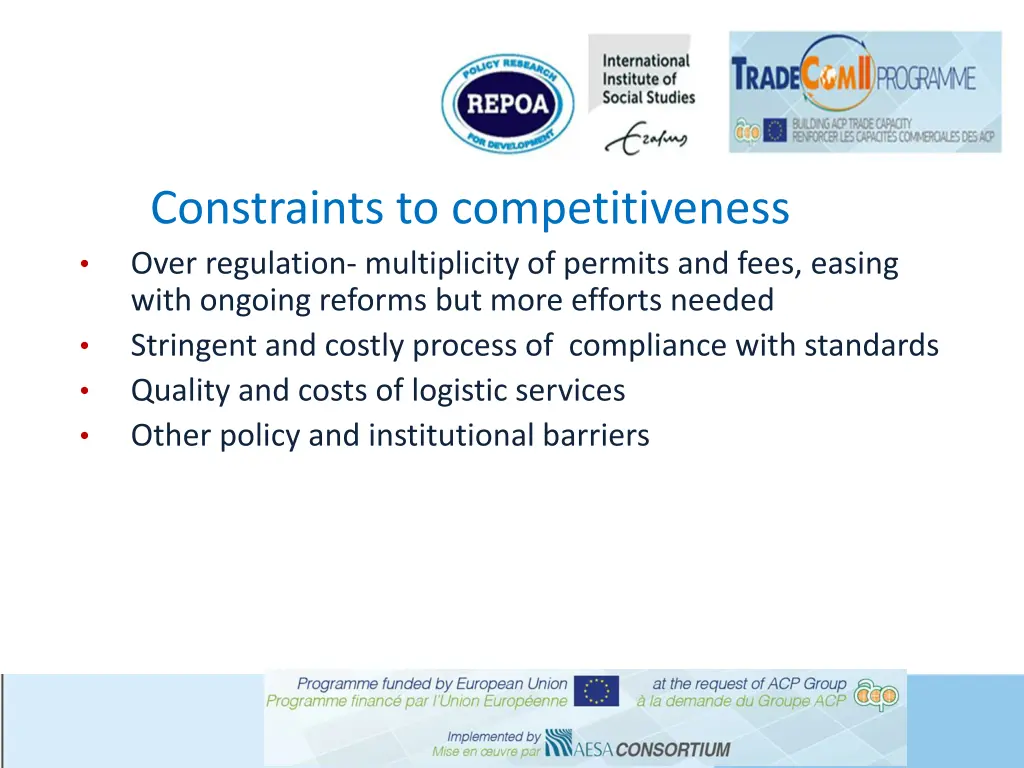 constraints to competitiveness over regulation