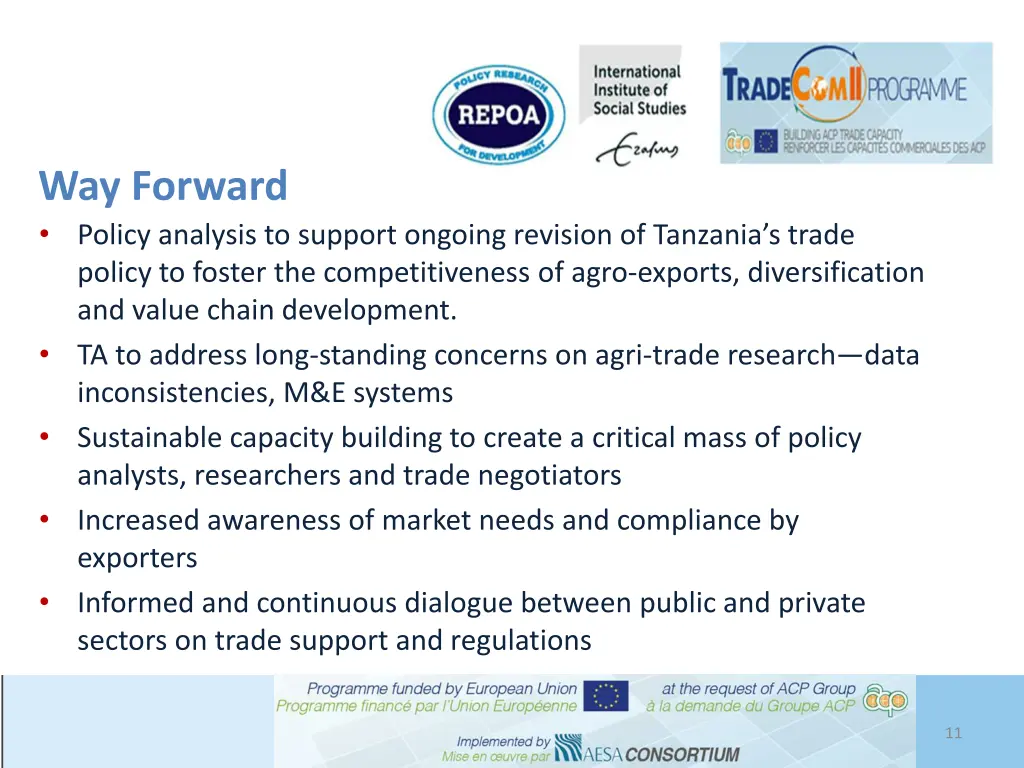 way forward policy analysis to support ongoing