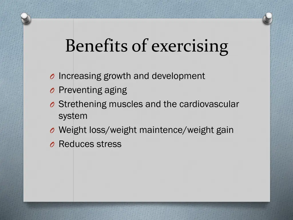 benefits of exercising