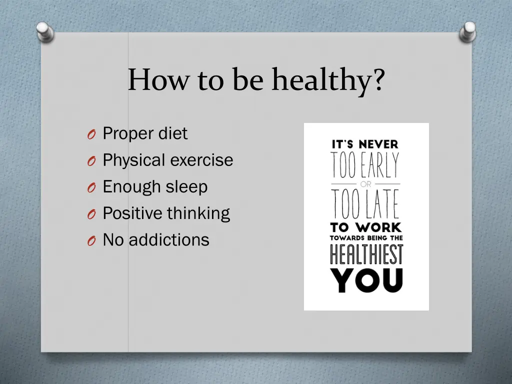 how to be healthy