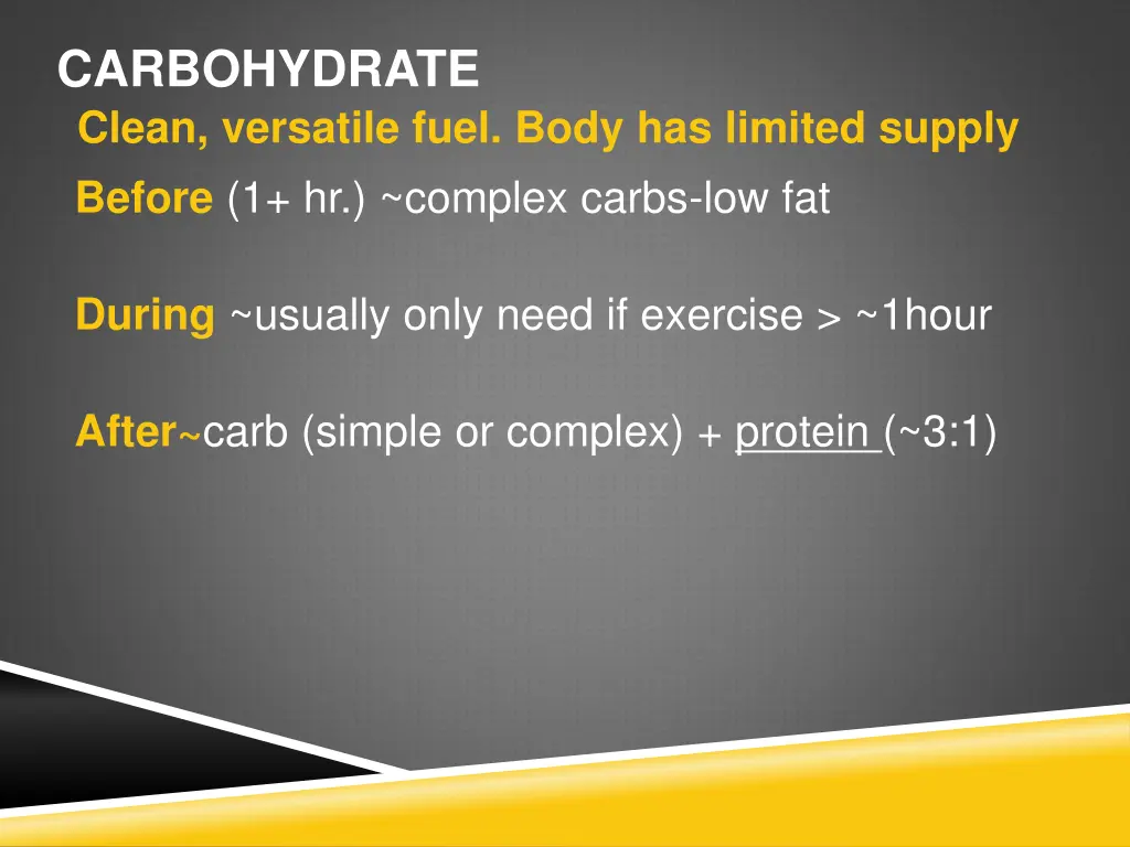 carbohydrate clean versatile fuel body