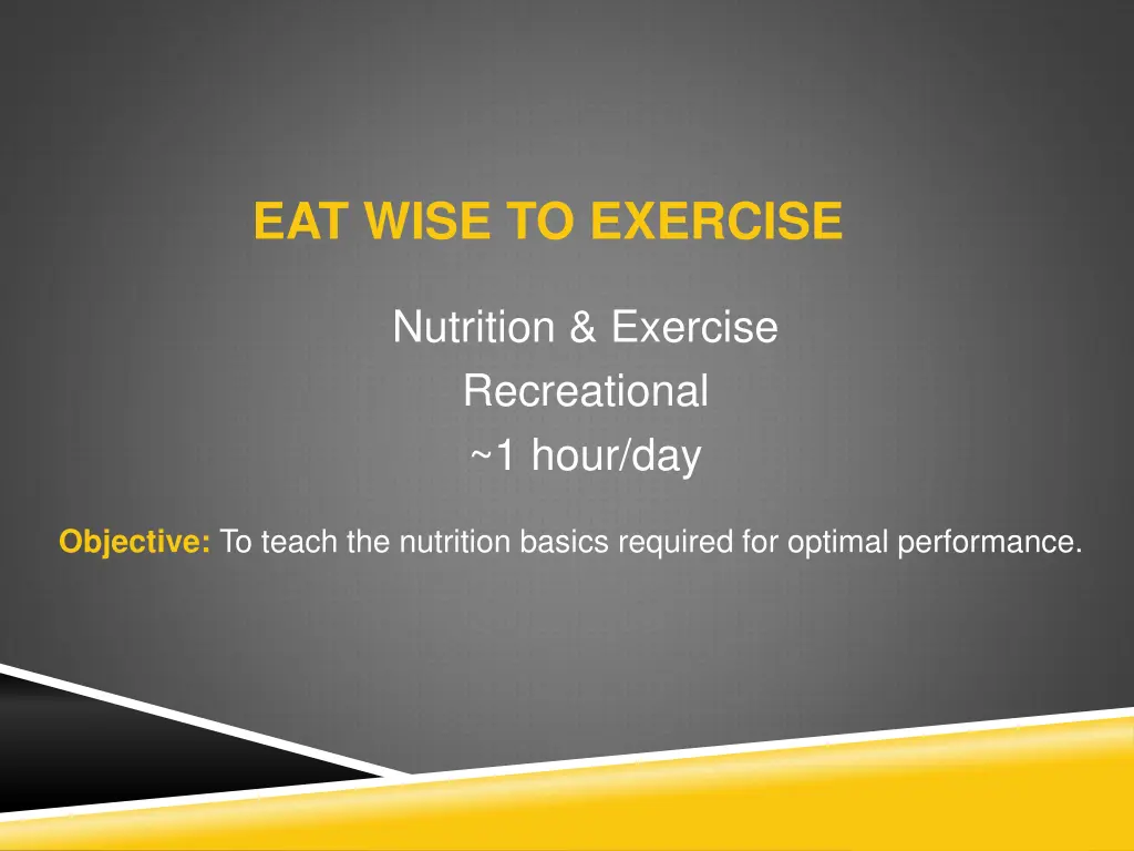 eat wise to exercise