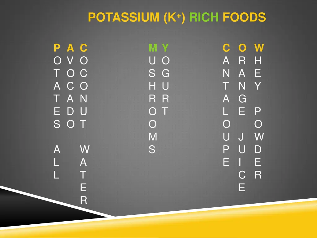 potassium k rich foods