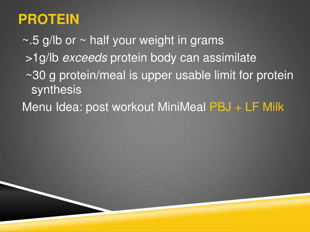 protein 5 g lb or half your weight in grams