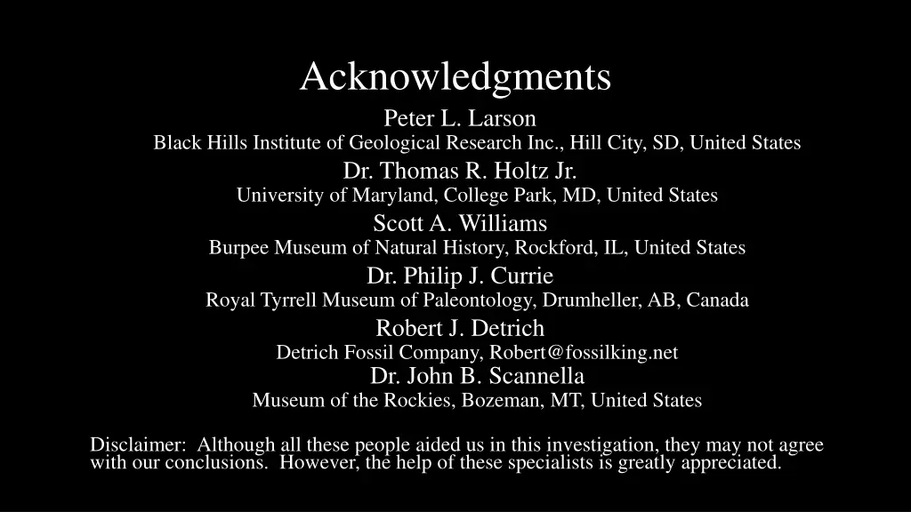 acknowledgments peter l larson black hills