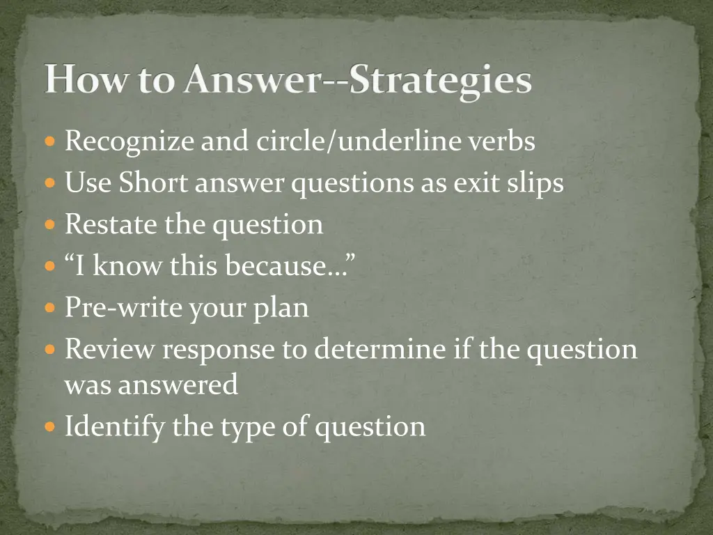 how to answer strategies