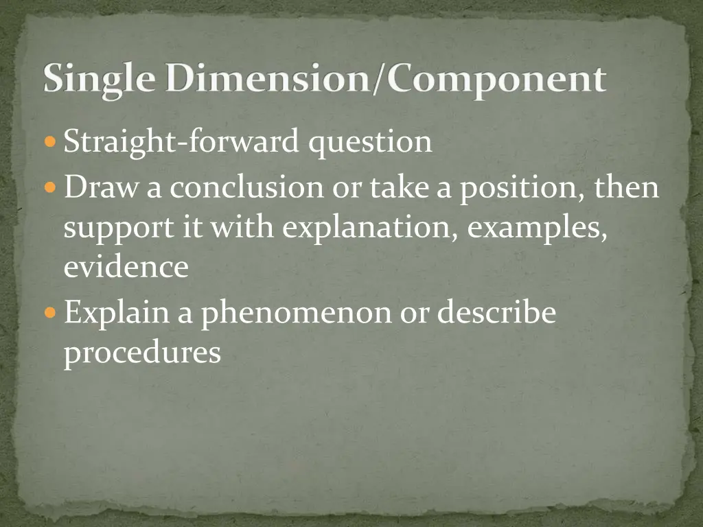 single dimension component