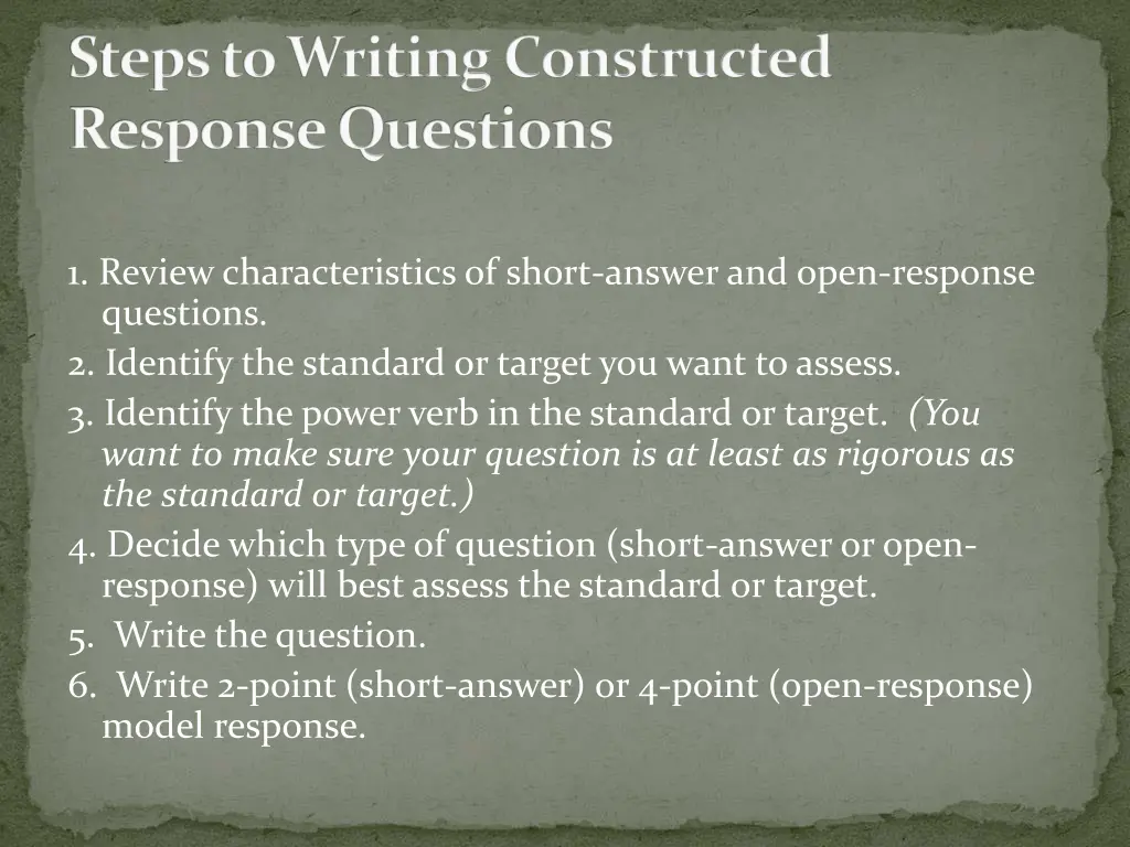 steps to writing constructed response questions