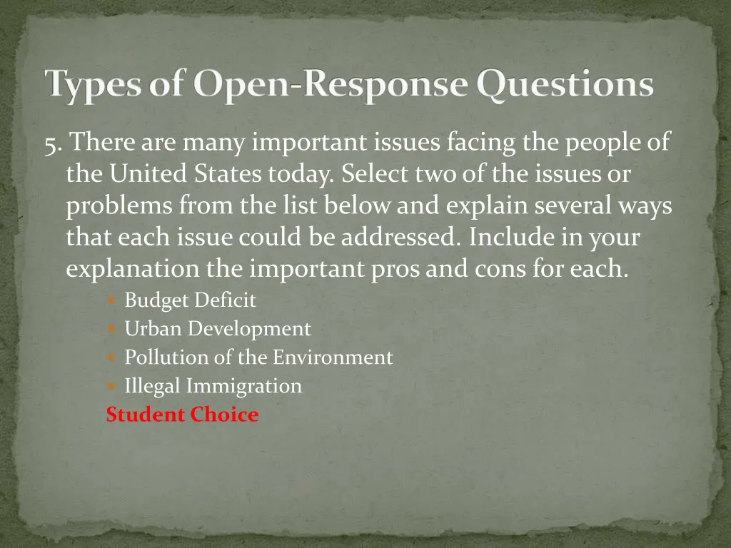 types of open response questions