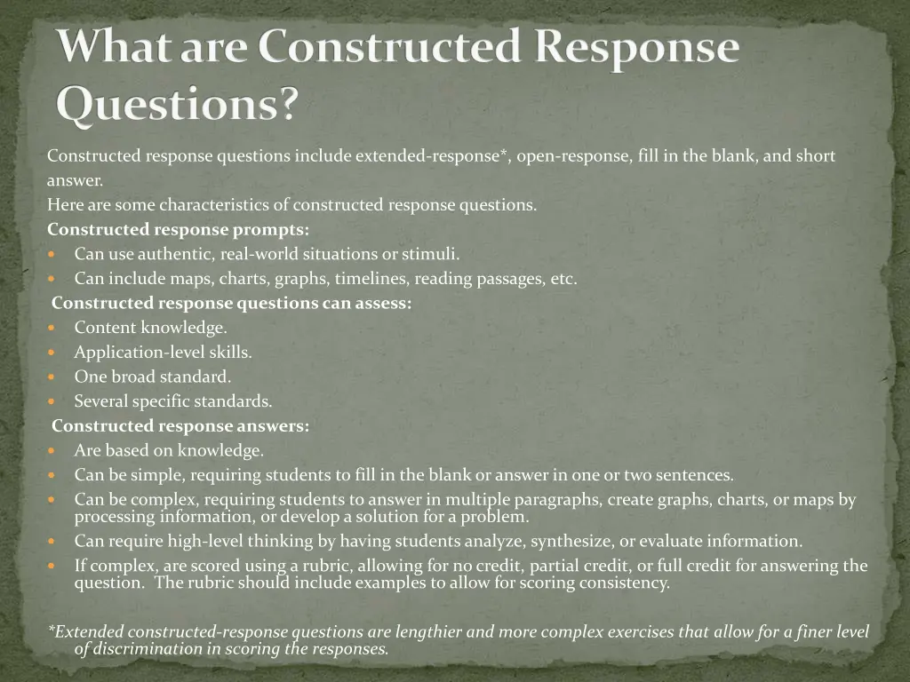 what are constructed response questions