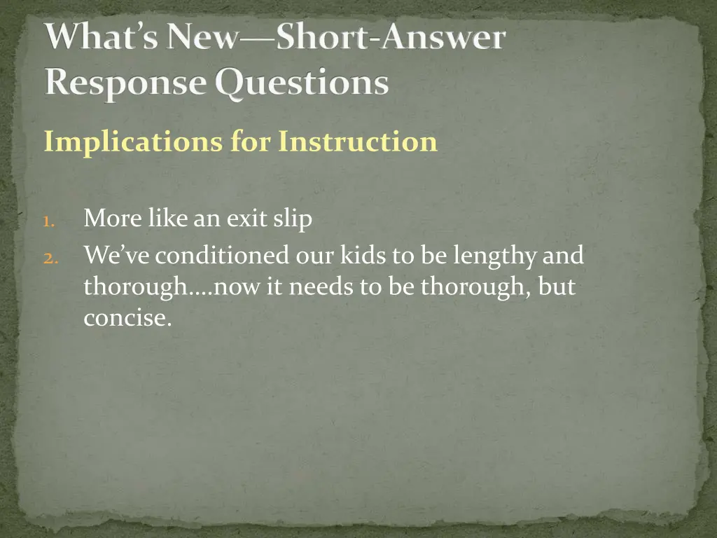 what s new short answer response questions