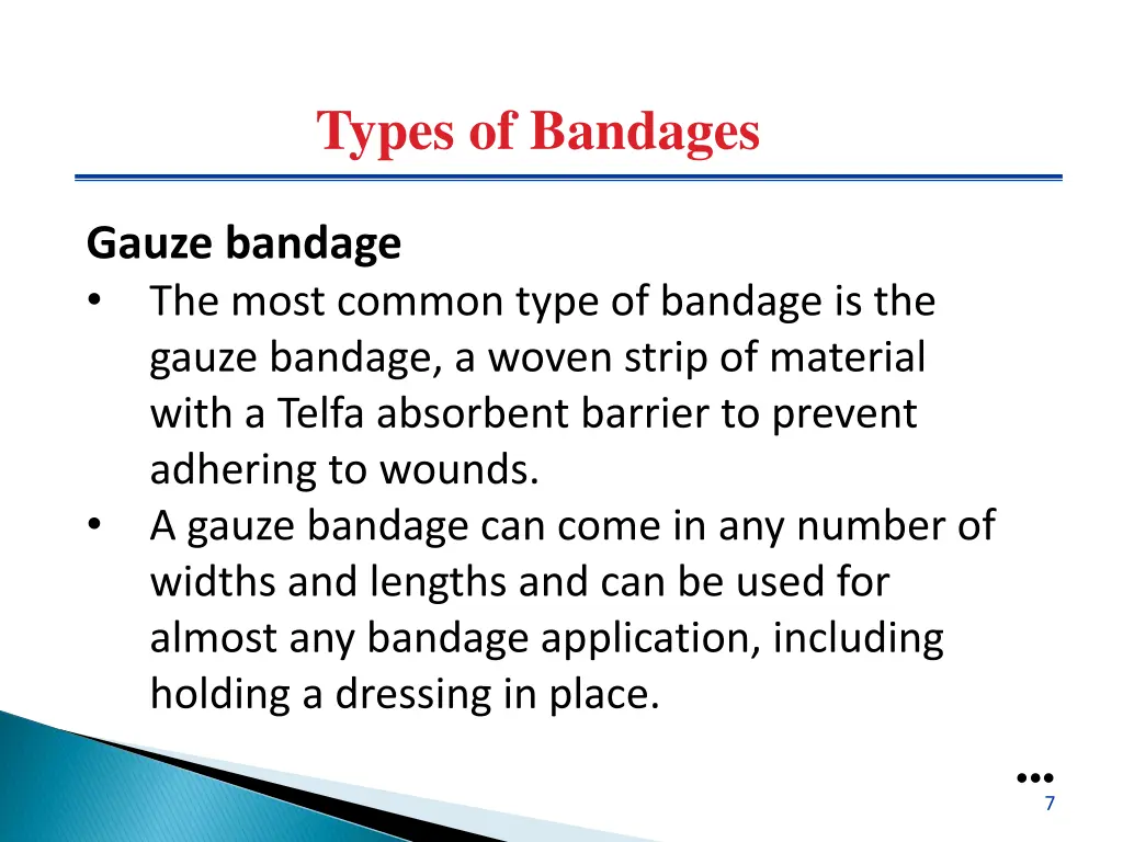 types of bandages