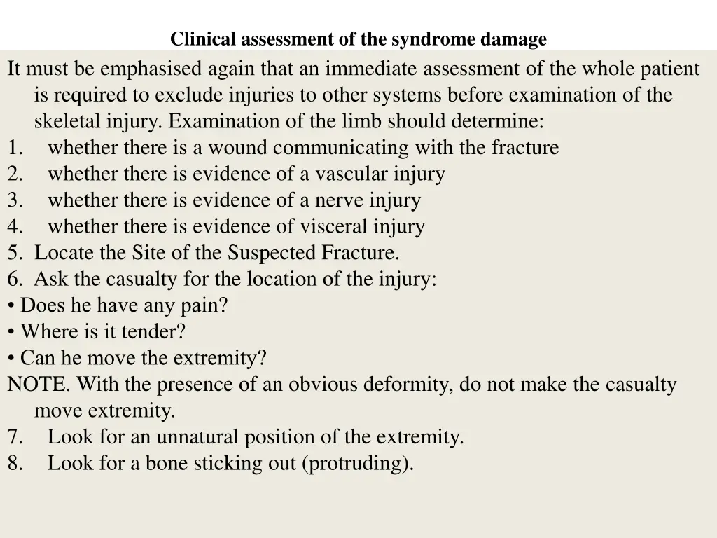 clinical assessment of the syndrome damage