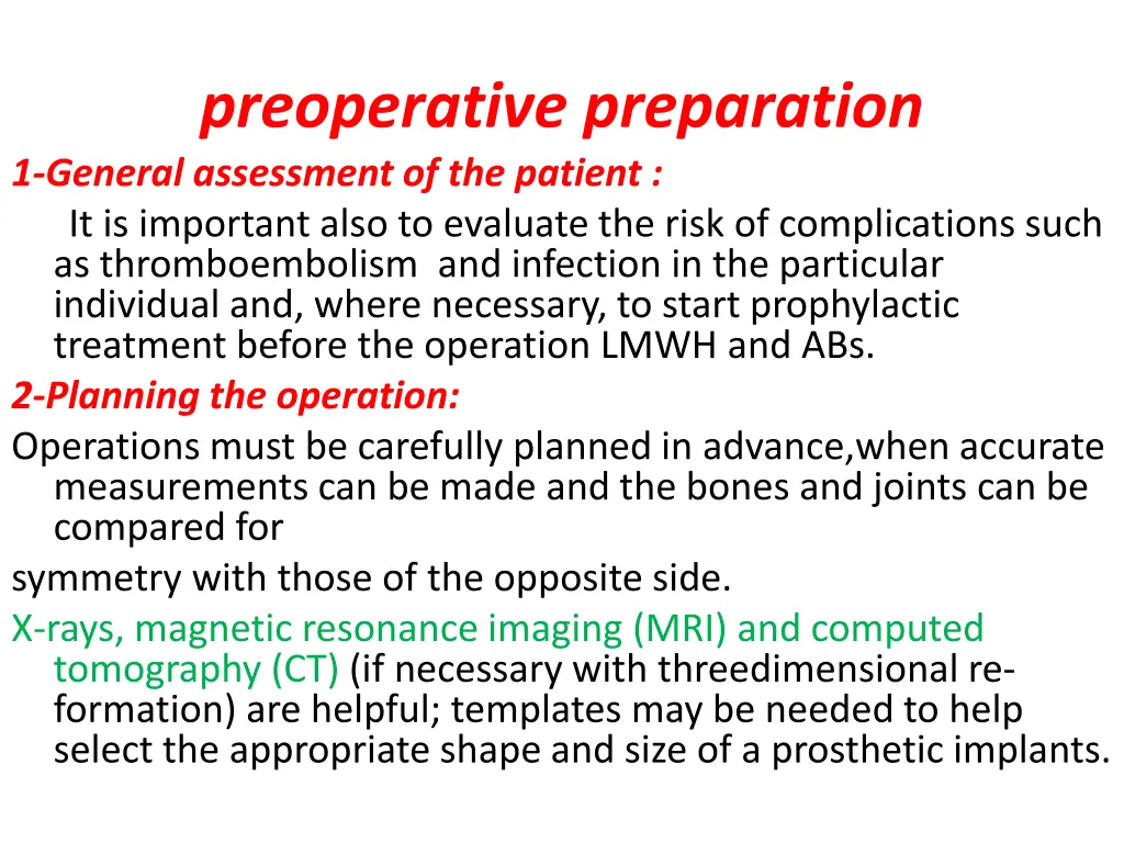 preoperative preparation 1 general assessment