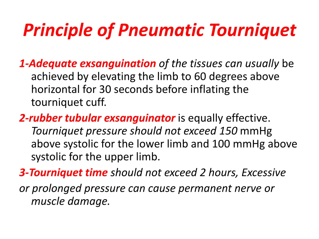 principle of pneumatic tourniquet