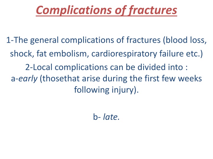 complications of fractures