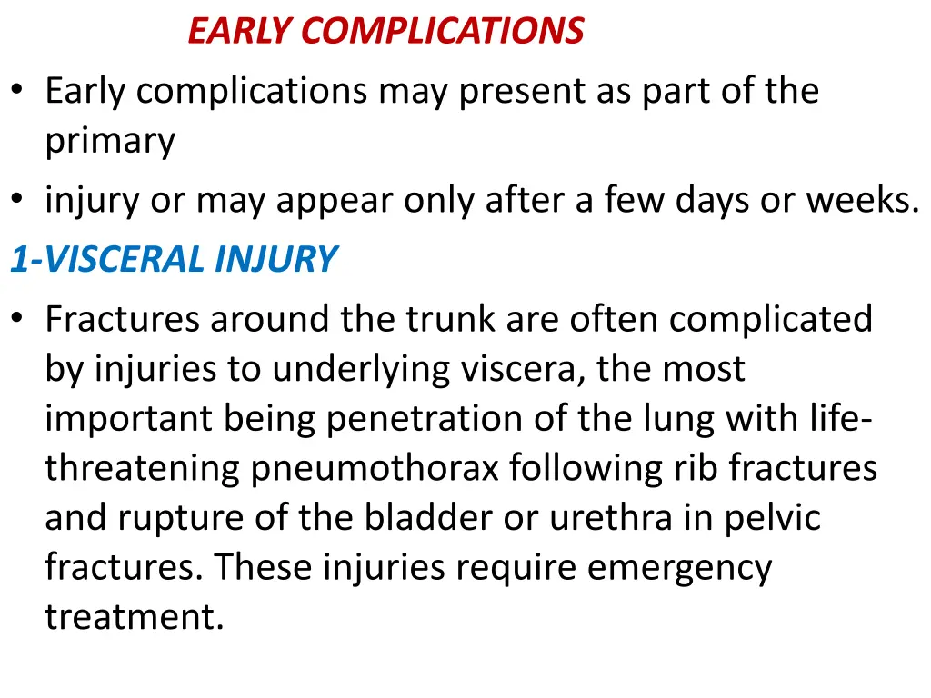 early complications early complications