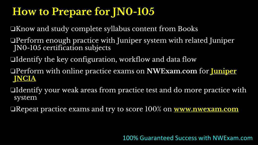 how to prepare for jn0 105