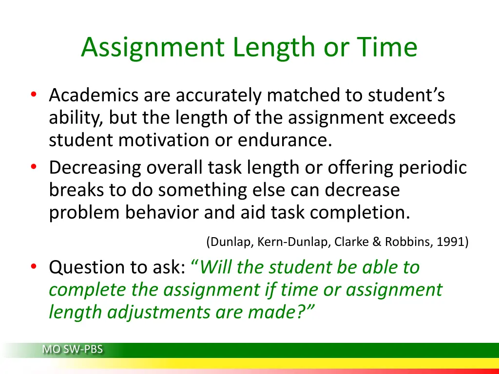 assignment length or time