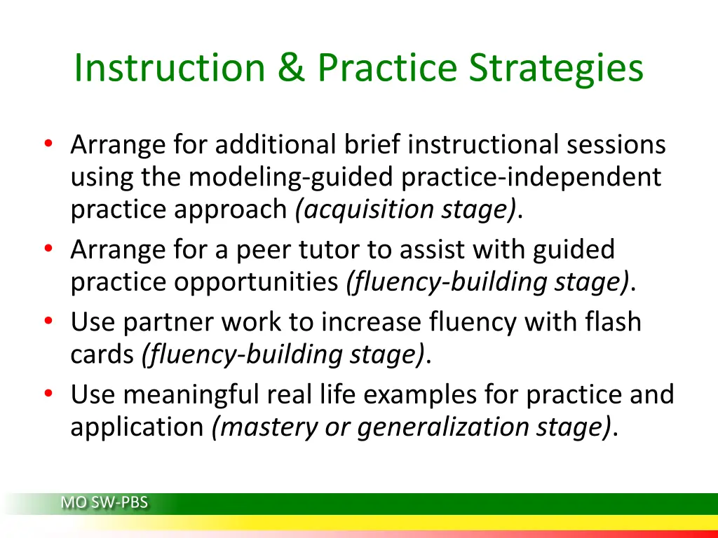 instruction practice strategies