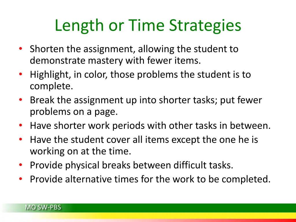 length or time strategies